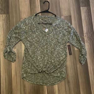 Mid-Sleeve Olive green Shirt
